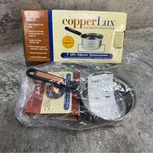 CopperLux 1 Qt Copper Bottom Stainless Saucepan Lid New w Box NOS